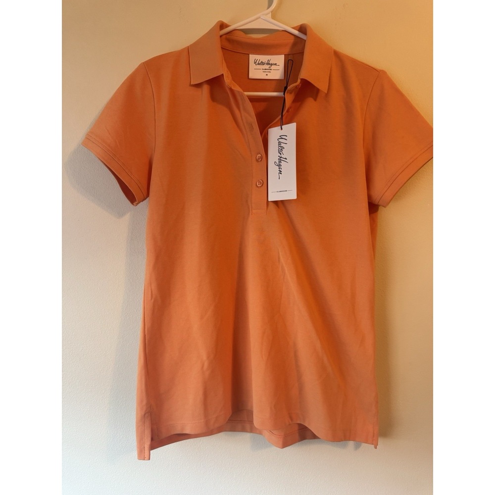 Walter Hagen Womens Clubhouse Orange Golf Polo Shirt M Performance NWT